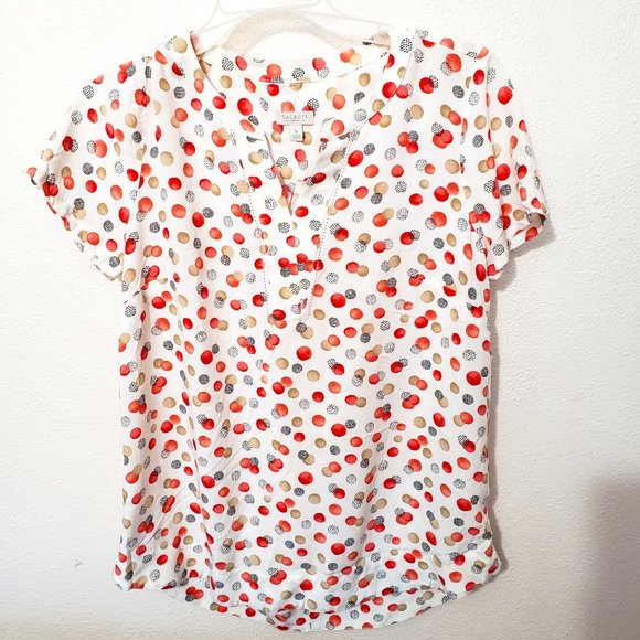 Talbots V Front Neck Short Sleeve Blouse Size Small Petite - Picture 1 of 7